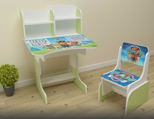 Дитяча парта шкільна растишка зі стільцем Щенячий Патруль 112, салатова ***