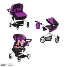Коляска-Люлька для ляльки для двійні CARRELLO CONNECT 9651A PURPLE Лялькова з сумкою фіолетова