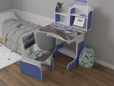 Дитяча регульована парта зі стільчиком Растишка Bambi 111 "Автомобіль БМВ" біло-блакитна для хлопчика