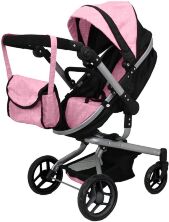Прогулянкова Коляска для ляльки 2в1 CARRELLO FORTUNA 9695 PINK Лялькова з сумкою / рожева
