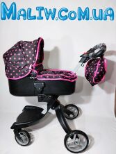 Коляска для ляльки CARRELLO GLORIA 9631A DEEP RED Лялькова з сумкою / червона