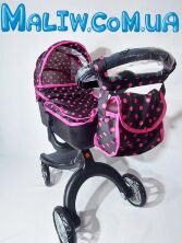 Коляска для ляльки CARRELLO GLORIA 9631A DEEP RED Лялькова з сумкою / червона