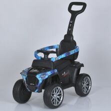 Каталка толокар з батьківською ручкою M 5731EL-4 шкіряне сидіння, USB, bluetooth, музика, світло / синій