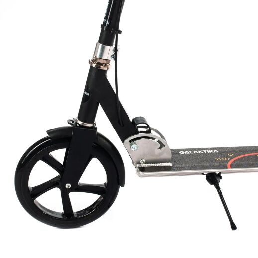 Самокат складаний двоколісний GS-0056 алюмінієвий з ручним гальмом і ліхтариком / колір чорний
