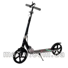 Самокат складаний двоколісний GS-0056 алюмінієвий з ручним гальмом і ліхтариком / колір чорний