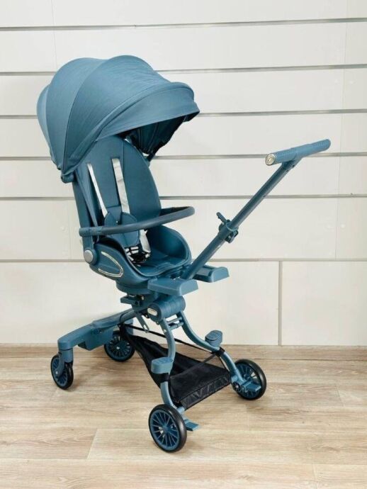 Дитяча прогулянкова коляска-трансформер 2в1 складана Maraton M2-2 з підсвічуванням та музикою бірюзова