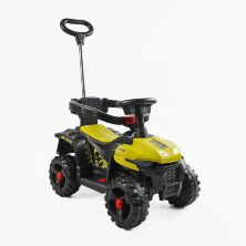 Дитяча каталка толокар машинка джип з мотором JOY М-15527 з батьківською ручкою жовтий