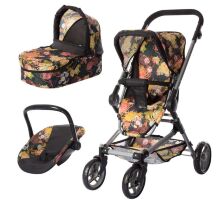 Коляска для ляльок класична прогулянкова залізна 3в1 CARRELLO MAGIA 9636 RED з люлькою-перенесенням червона