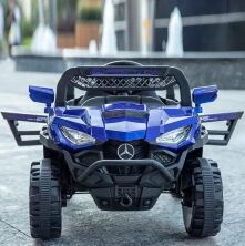 Дитячий двоїстий електромобіль Джип BAMBI M 4822EBLR-4 Mercedes на EVA колесах/шкірне сидіння/синій