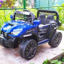 Дитячий двоїстий електромобіль Джип BAMBI M 4822EBLR-4 Mercedes на EVA колесах/шкірне сидіння/синій