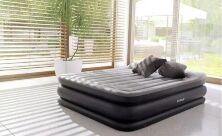 Надувний велюровий матрац ліжко INTEX 64136 з вбудованим насосом