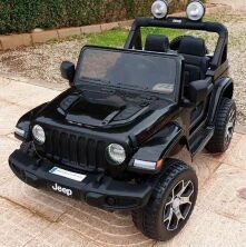 Дитячий двомісний електромобіль Джип машина 4WD M 4176EBLR-2 Jeep Wrangler / шкіряне сидіння / колір чорний