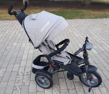 Дитячий триколісний велосипед Crosser T-400 NEO ECO AIR світло сірий