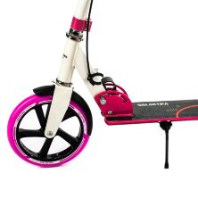 Самокат складаний двоколісний GS-0056 алюмінієвий з ручним гальмом і ліхтариком / колір рожевий