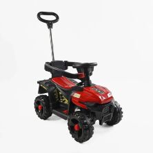 Дитяча каталка толокар машинка джип з мотором JOY М-15463 з батьківською ручкою червоний