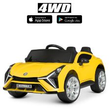 Дитячий двомісний електромобіль Lamborghini 4WD M 4799EBLR-6 на ЄВА колесах з м'яким сидінням / жовтий**
