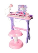 Дитячий синтезатор піаніно на ніжках J92-01 стільчик мікрофон 25 клавіш музика, звук, світло