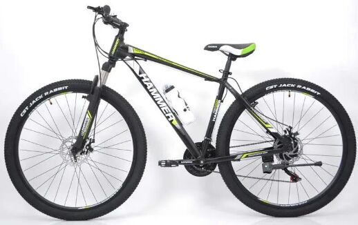 Велосипед гірський спортивний S200 HAMMER колеса 29 дюймів рама алюміній чорно-зелений