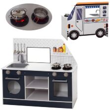 Дитячий ігровий набір велика дерев'яна кухня у вигляді Автобуса MD 2320 плита посуд мийка духовка **