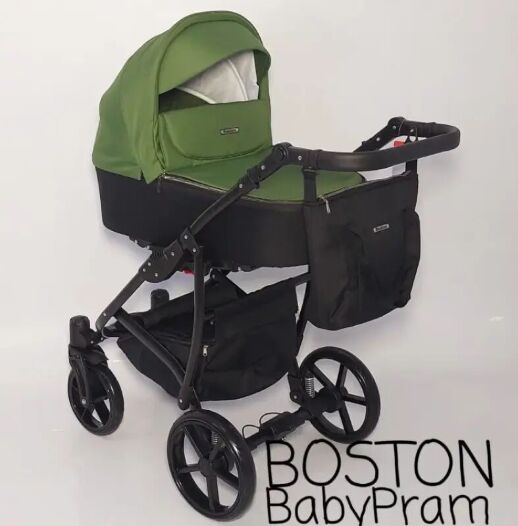 Універсальна Всесезонна Дитяча коляска Трансформер 2в1 BOSTON з Люлькою і підсклянником. Льон Хакі
