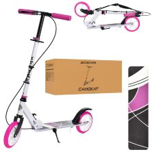 Двоколісний складаний самокат сталевий iTrike SR2-008-WP з ручним гальмом / біло-рожевий для дівчинки**