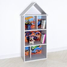 Будиночок стелаж полку Дитяча дерев'яна для іграшок і книг H 2020-21-4 Hot Wheels ХОТ ВІЛС сіра для хлопчика**