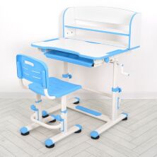 Дитяча пластикова Регульована парта зі стільчиком M 4819-4 з надбудовою / синя**