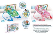 Дитячий шезлонг-качалка Крісло 0-18кг 888-R2/888-R1 з вібрацією і музикою + світлові ефекти / 2 кольори
