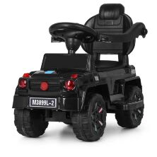 Дитяча каталка-толокар M 3899 L-2 Mercedes, шкіряне сидіння, чорна