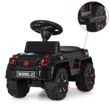 Дитяча каталка-толокар M 3899 L-2 Mercedes, шкіряне сидіння, чорна