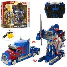 Інтерактивний робот трансформер 757-B005 Оптімус Прайм на радіокеруванні акумулятор світло синій