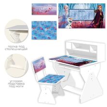 Дитяча дерев'яна парта зі стільчиком Frozen PL-2021-05 Холодне серце з поличками / колір білий