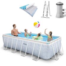 Каркасний прямокутний басейн INTEX 26780 розмір 400-200-100см зі сходами та фільтром