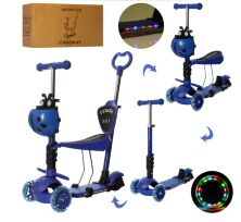 Триколісний самокат беговел дитячий 5 в 1 iTrike JR3-077-DBL MAXI Божа корівка з кошиком / колір синій