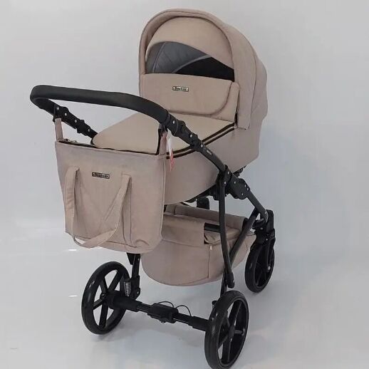 Універсальна Всесезонна Дитяча коляска Трансформер 2в1 BOSTON з Люлькою і підсклянником. Льон Бежева