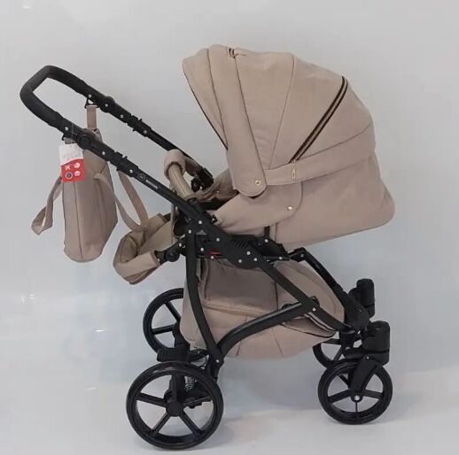 Універсальна Всесезонна Дитяча коляска Трансформер 2в1 BOSTON з Люлькою і підсклянником. Льон Бежева