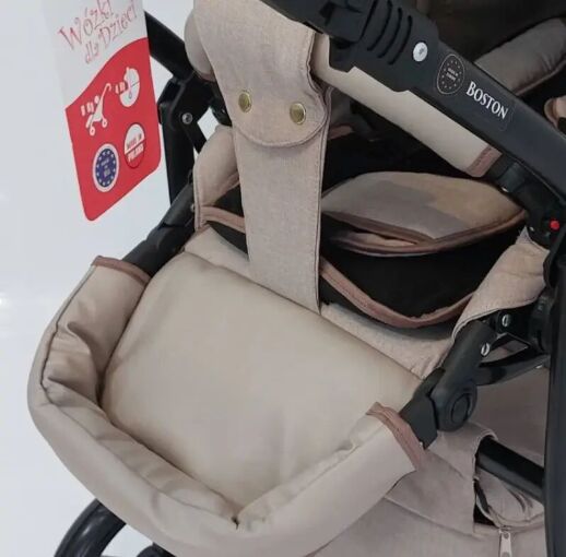 Універсальна Всесезонна Дитяча коляска Трансформер 2в1 BOSTON з Люлькою і підсклянником. Льон Бежева