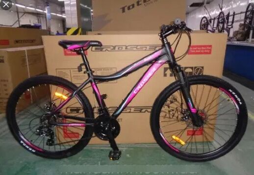 Велосипед спортивний гірський Crosser Sweet 24 колеса 24 дюйми рама алюміній 14" Чорно-рожевий