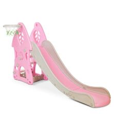 Дитяча гірка пластикова BAMBI SLW-G-8 з баскетбольним кільцем сіро-рожева Будиночок**