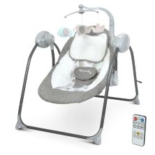 Дитяча электрокачель-шезлонг Заколисуючий центр Гойдалки EL CAMINO ME 1075 TEDDY Gray Linen Drops сірий **