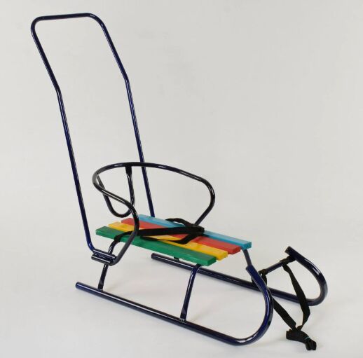 Дитячі санки-коляска "Санта" з батьківською ручкою сині