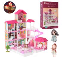 Будиночок для ляльок чотириповерховий 668-51A ляльковий Дім "Принцеси" з меблями / з двома Ляльками. Світлові ефекти