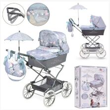 Коляска для ляльок DeCuevas 82029 Лялькова класична коляска з люлькою сумкою і парасолькою
