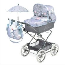 Коляска для ляльок DeCuevas 82029 Лялькова класична коляска з люлькою сумкою і парасолькою