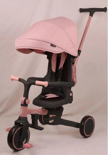 Триколісний велосипед 3в1 TURBOTRIKE MT 1036 pink з батьківською ручкою (біговел+велосипед+коляска) рожевий