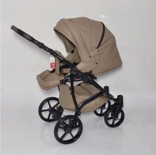 Універсальна Всесезонна Дитяча коляска Трансформер 2в1 BOSTON з Люлькою і підсклянником. Еко Шкіра Бежева