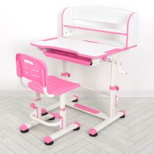 Дитяча пластикова Регульована парта зі стільчиком M 4819-8 з надбудовою / рожева для дівчинки**