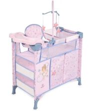 Іграшковий ляльковий манеж ліжко DeCuevas 53051 зі стільчиком, підвіскою та аксесуарами