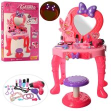 Дитячий туалетний столик, трюмо для дівчинки LIMO TOY V95808 стільчик фен музика звук, світло аксесуари рожевий
