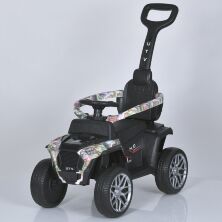 Каталка толокар з батьківською ручкою M 5732L-1 Квадроцикл з пультом керування, мотор 25W, білий